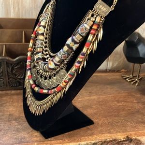 Necklace, layered boho statement